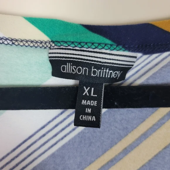 Allison Brittney Green Multicolor Striped Dress Sz XL - Picture 4 of 8